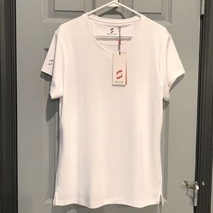 Savalino NWT XL sports moisture wicking white V-neck Tennis/Golf ladies tee